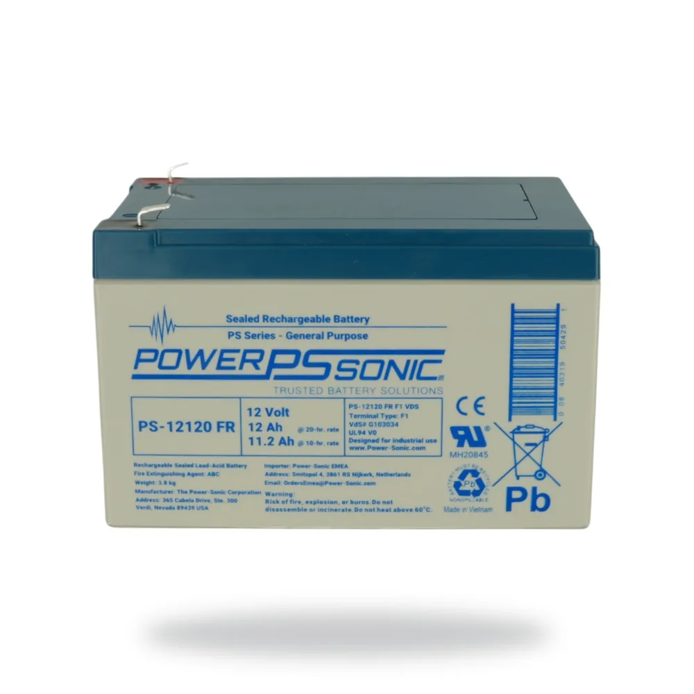 Power Sonic Battery 12Ah - 12V Flame Retardant Used in Vigilon Compact, Sentri2 & S4-34440-12 MPI