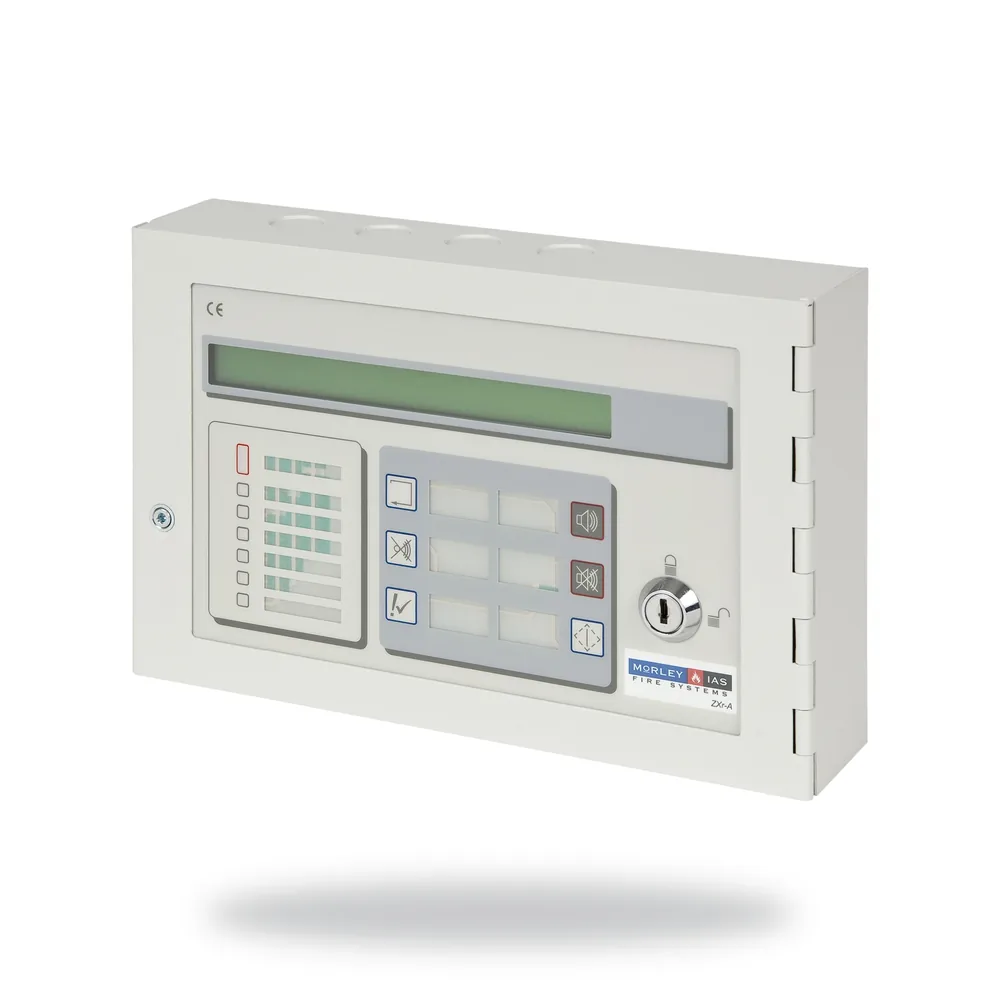 Morley-IAS Active Repeater. Silence, Mute, Reset, Accept, Evacuate and Test Controls. Requires 24 Vdc supply and a RS485 card