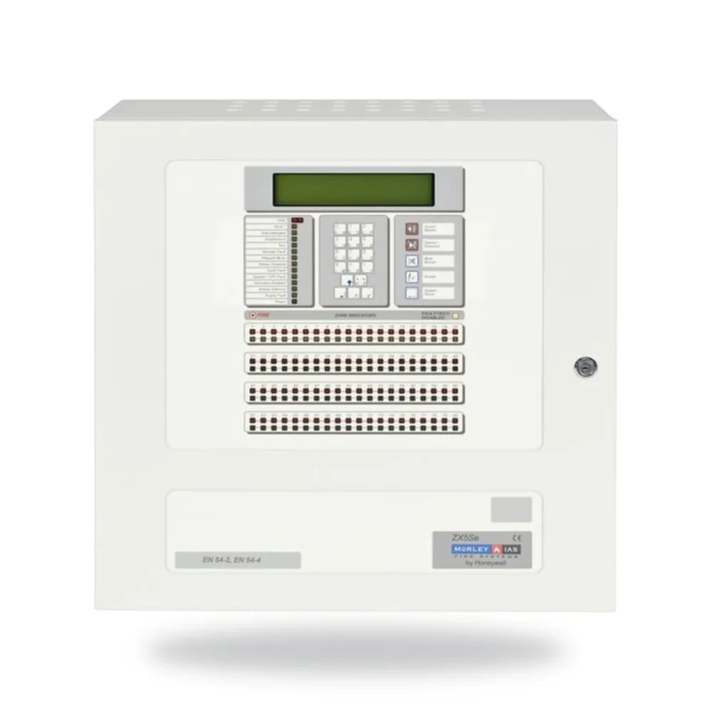 Morley-IAS ZX5Se 1-5 loop 200 Zone LED control panel. 230Vac, 4 sounder circuits, 4 line display and networking capability. 6